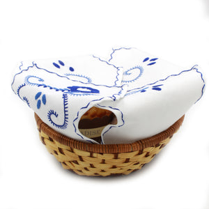 100% Cotton Viana's Hand Embroidered Bread Cover Basket  - Various Colors