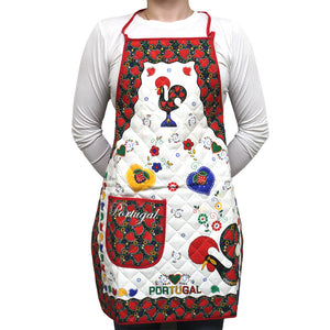 100% Cotton Traditional Portuguese Rooster Kitchen Apron - Various Colors