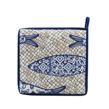 Load image into Gallery viewer, 100% Cotton Cobblestone and Sardines Oven Mitt and Pot Holder Set
