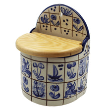 Load image into Gallery viewer, Hand-Painted Portuguese Ceramic Blue Mosaic Salt Holder
