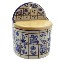 Load image into Gallery viewer, Hand-Painted Portuguese Ceramic Blue Mosaic Salt Holder
