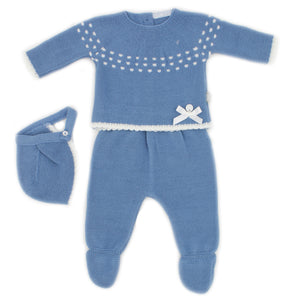 Maiorista Made in Portugal Azafate Baby Shirt, Footed Pants and Beanie 3-Piece Outfit Set