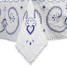 Load image into Gallery viewer, 100% Cotton Blue Hand-embroidered Viana&#39;s Made in Portugal Tablecloth
