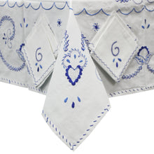 Load image into Gallery viewer, 100% Cotton Blue Hand-embroidered Viana&#39;s Made in Portugal Tablecloth
