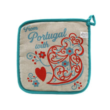 Load image into Gallery viewer, 100% Cotton From Portugal With Love Blue Oven Mitt and Pot Holder
