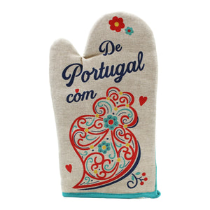 100% Cotton From Portugal With Love Blue Oven Mitt and Pot Holder