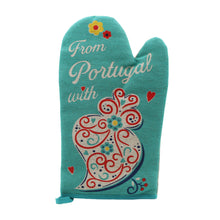 Load image into Gallery viewer, 100% Cotton From Portugal With Love Blue Oven Mitt and Pot Holder
