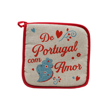 Load image into Gallery viewer, 100% Cotton From Portugal With Love Red Oven Mitt and Pot Holder
