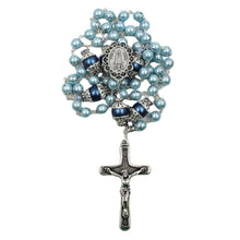 Load image into Gallery viewer, Handmade in Portugal Light Blue Pearl Beads Our Lady of Fatima Rosary
