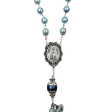 Load image into Gallery viewer, Handmade in Portugal Light Blue Pearl Beads Our Lady of Fatima Rosary
