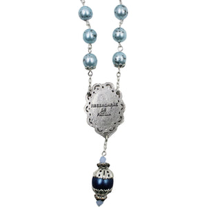 Handmade in Portugal Light Blue Pearl Beads Our Lady of Fatima Rosary