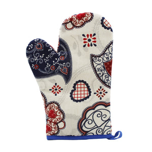 100% Cotton Viana Hearts Oven Mitt and Pot Holder