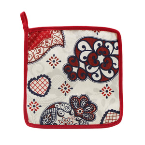 100% Cotton Viana Hearts Oven Mitt and Pot Holder