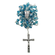 Load image into Gallery viewer, Our Lady of Fatima Clear Aqua Glass Beads Rosary
