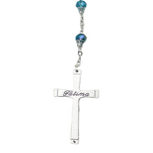 Load image into Gallery viewer, Our Lady of Fatima Clear Aqua Glass Beads Rosary
