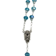 Load image into Gallery viewer, Our Lady of Fatima Clear Aqua Glass Beads Rosary
