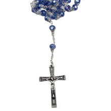 Load image into Gallery viewer, Our Lady of Fatima Clear Blue Violet Shiny Glass Beads Rosary
