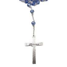 Load image into Gallery viewer, Our Lady of Fatima Clear Blue Violet Shiny Glass Beads Rosary
