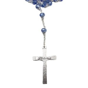 Our Lady of Fatima Clear Blue Violet Shiny Glass Beads Rosary