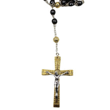 Load image into Gallery viewer, Our Lady of Fatima Dark Grey Beads Rosary with Gold Crucifix
