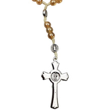 Load image into Gallery viewer, Saint Benedict Clear Honey Shiny Beads Necklace Rosary
