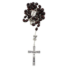 Load image into Gallery viewer, Our Lady of Fatima Dark Brown Wood Rosary with Fatima Letters
