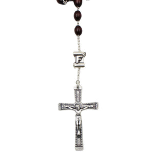 Our Lady of Fatima Dark Brown Wood Rosary with Fatima Letters