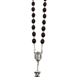 Our Lady of Fatima Dark Brown Wood Rosary with Fatima Letters