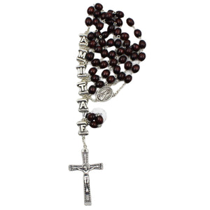 Our Lady of Fatima Dark Brown Wood Rosary with Fatima Letters