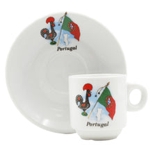 Load image into Gallery viewer, Portuguese Rooster with Flag Espresso Cup and Saucers with Gift Box, Set of 6
