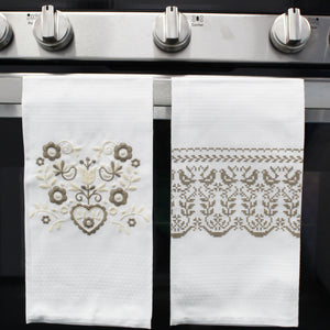 100% Cotton Embroidered Portuguese Decorative Kitchen Dish Towel - Set of 2