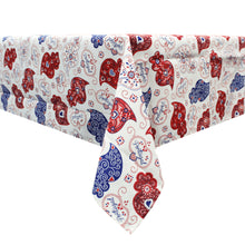 Load image into Gallery viewer, 100% Cotton Blue and Red Viana Heart Made in Portugal Tablecloth
