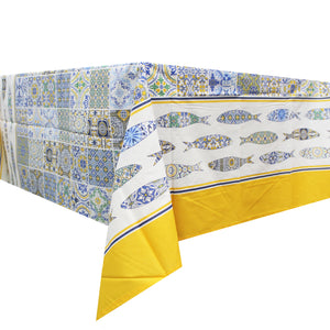 50% Cotton and Polyester Regional Portuguese with Tile Pattern Made in Portugal Tablecloth