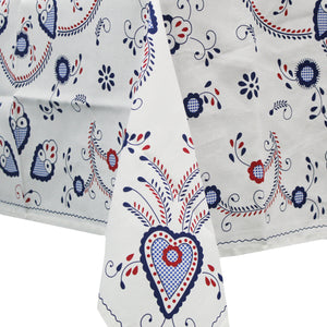 100% Cotton Blue and Red Viana Style Made in Portugal Tablecloth