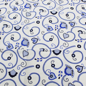 100% Cotton Blue Viana Style Round Made in Portugal Tablecloth