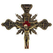 Load image into Gallery viewer, 13&quot; Metallic Altar Gold Crucifix With Stand
