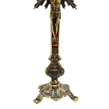 Load image into Gallery viewer, 13&quot; Metallic Altar Gold Crucifix With Stand
