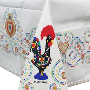 100% Cotton Cream Traditional Rooster Galo de Barcelos Regional Made in Portugal Tablecloth