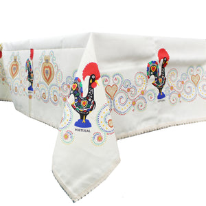 100% Cotton Cream Traditional Rooster Galo de Barcelos Regional Made in Portugal Tablecloth