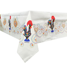 Load image into Gallery viewer, 100% Cotton Cream Traditional Rooster Galo de Barcelos Regional Made in Portugal Tablecloth
