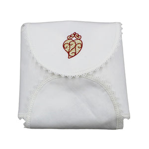 Red Gold Linen Viana Heart Bread Cover