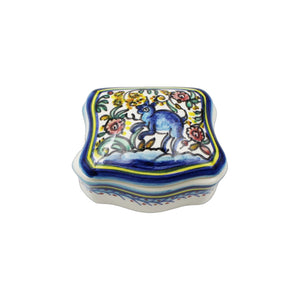 Coimbra Ceramics Hand-painted Decorative Box with Lid XVII Cent Recreation #232-1700