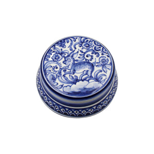 Coimbra Ceramics Hand-painted Decorative Medium Round Box with Lid XVII Cent Recreation #116-22