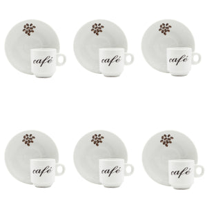 Café Espresso Cups and Saucers with Gift Box, Set of 6