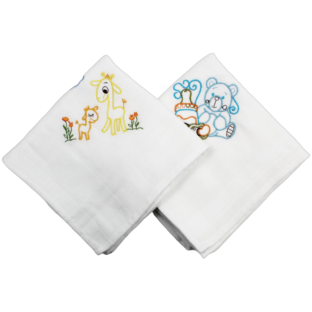 Portuguese Embroidered 2-Piece Cotton Baby Burp Cloth Set