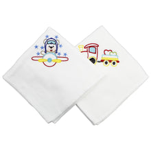 Load image into Gallery viewer, Portuguese Embroidered 2-Piece Cotton Baby Burp Cloth Set
