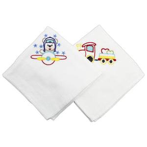 Portuguese Embroidered 2-Piece Cotton Baby Burp Cloth Set