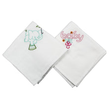 Load image into Gallery viewer, Portuguese Embroidered 2-Piece Cotton Baby Burp Cloth Set
