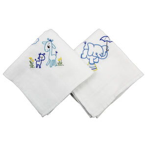 Portuguese Embroidered 2-Piece Cotton Baby Burp Cloth Set