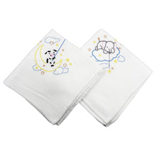 Load image into Gallery viewer, Portuguese Embroidered 2-Piece Cotton Baby Burp Cloth Set
